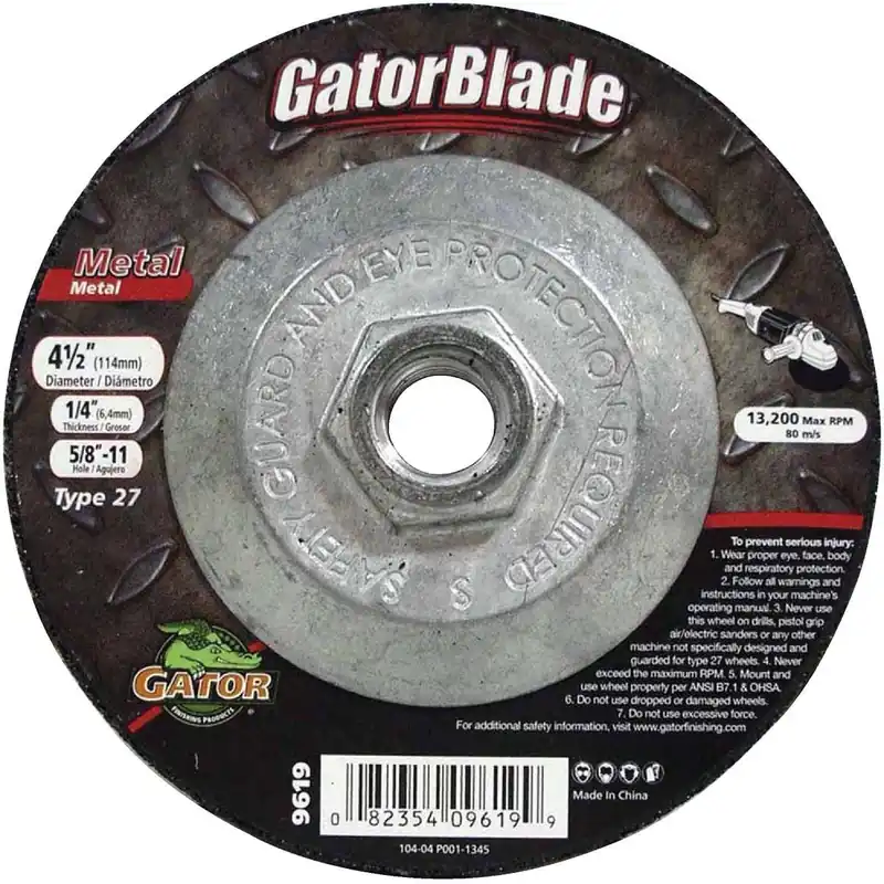 Gator 9619 Blade Type 27 4-1/2 In. x 1/4 In. x 5/8 In.-11 Metal Cut-Off Wheel