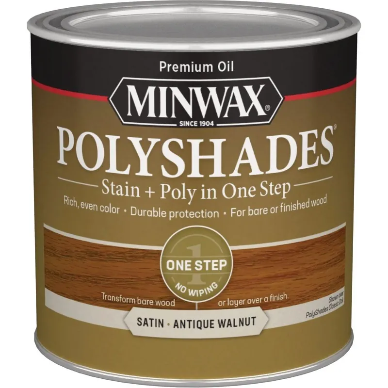 Minwax 213404444 Polyshades 1/2 Pt. Satin Stain & Finish Polyurethane In 1-Step Antique Walnut