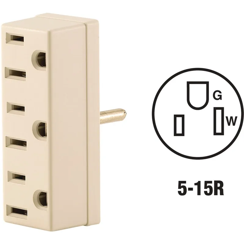 Leviton 009-00697-00I Ivory 15A 3-Outlet Tap