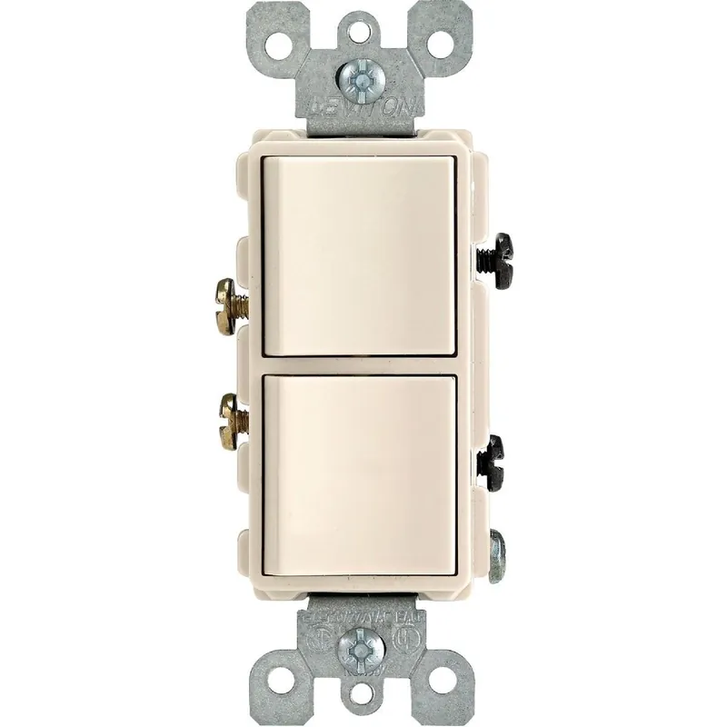 Leviton R66-05634-OTS Single Pole Light Almond 15A Duplex Switch