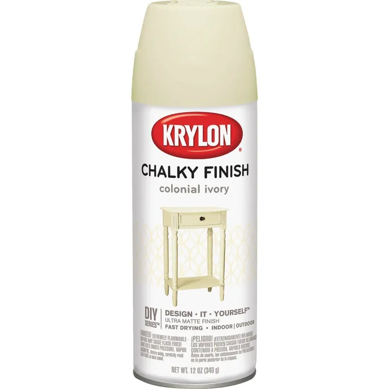 Krylon K04108007 Chalky Finish 12 Oz. Ultra Matte Chalk Spray Paint Colonial Ivory
