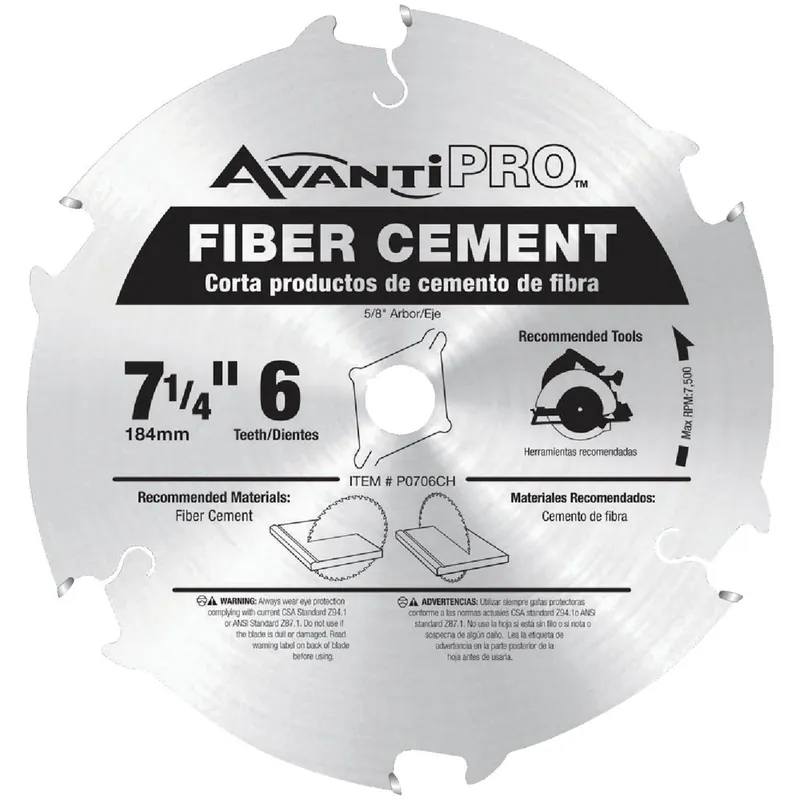 Avanti P0706CH AvantiPRO 7-1/4 in. 6-Tooth Fiber Cement Circular Saw Blade