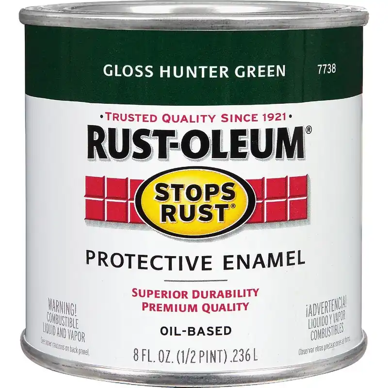 Rust-Oleum 7738730 Stops Rust Oil Based Gloss Protective Rust Control Enamel Hunter Green 1/2 Pt.