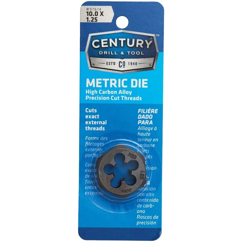 Century Drill Tool 97614 10.0x1.25 NPT 1 In. Across Flats Hexagon Pipe Die