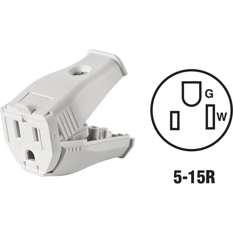 Leviton 002-3W102-0WH 15A 125V 3-Wire 2-Pole Clamp Tight Cord Connector, White