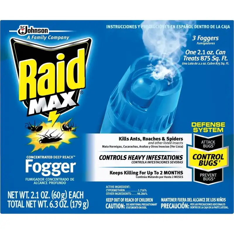 Raid 12565 Max Concentrated Deep Reach Indoor Insect Fogger 3-Pack