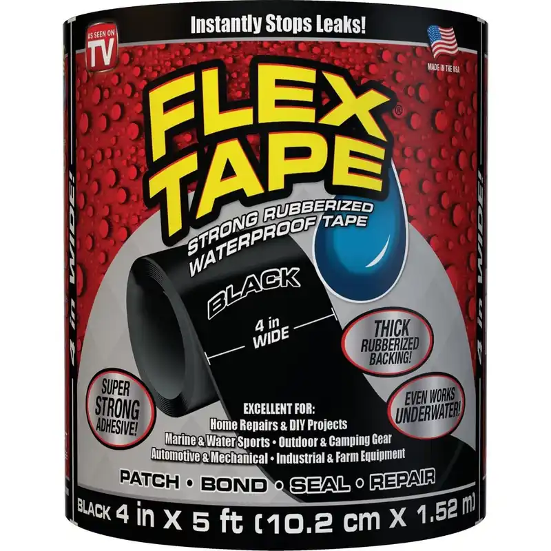 Flex Tape TFSBLKR0405 4 Inch x 5 Ft Repair Tape Black