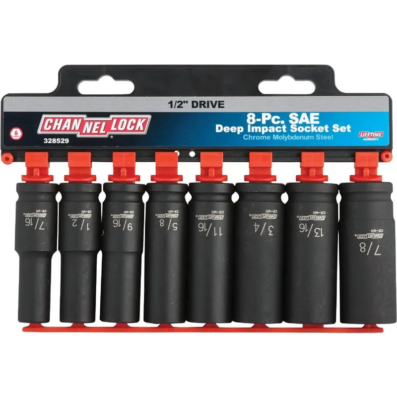 Channellock 328529 Standard 1/2 In. Drive 6-Point Deep Impact Driver Set (8-Piece)