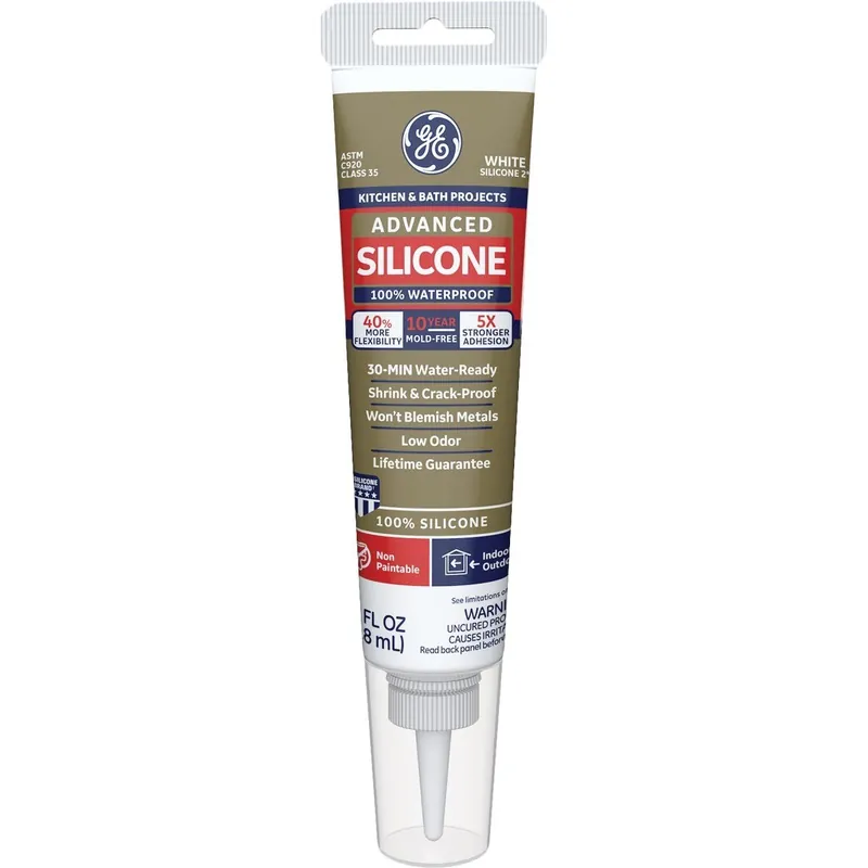 GE 2812566 Advanced Silicone 2 Kitchen & Bath Sealant - Squeeze, White, 2.8oz