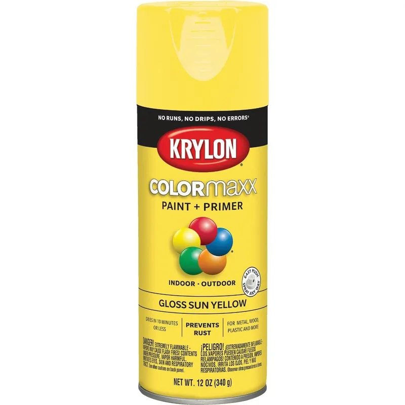 Krylon K05541007 ColorMaxx Gloss Spray Paint 12 Oz Sun Yellow