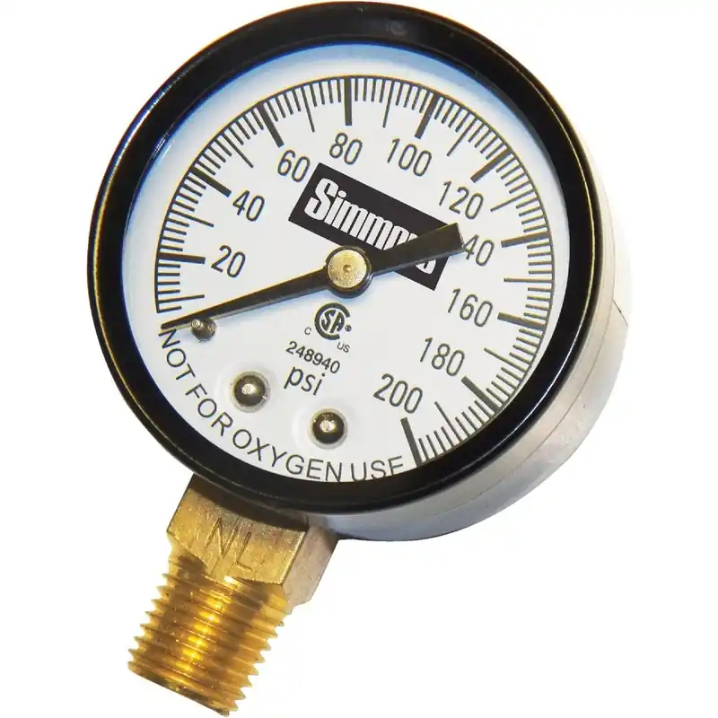 Simmons 1306 1/4 In. MPT Fitting 200 psi Pressure Gauge