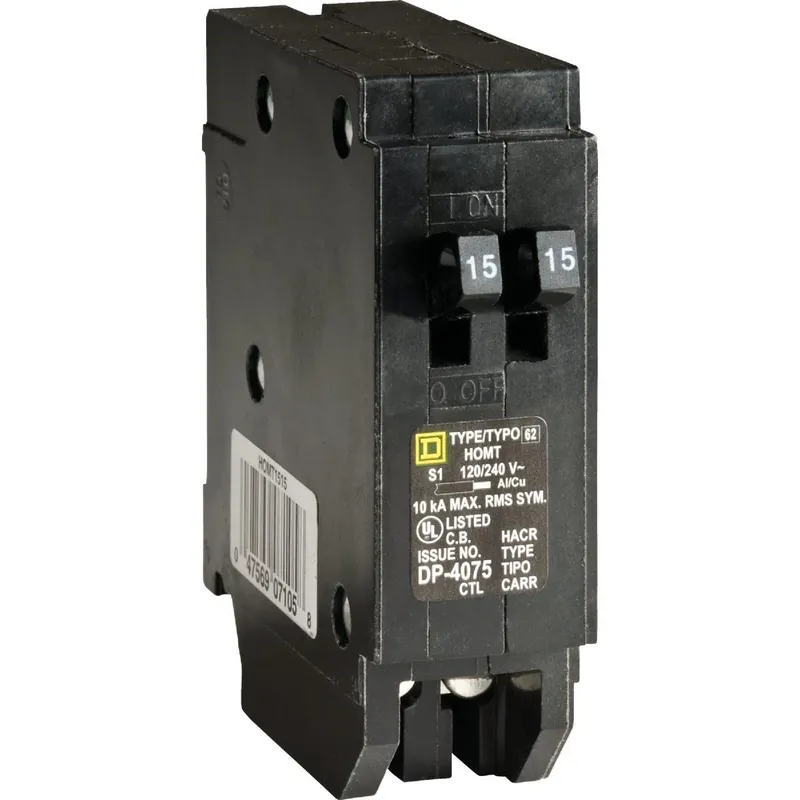 Square D HOMT1515CP Homeline 15A/15A Twin Single-Pole Standard Trip Tandem Circuit Breaker