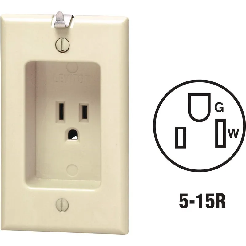 Leviton 101-00688-00I 15A Ivory Residential Grade 5-15R Single Clock Outlet