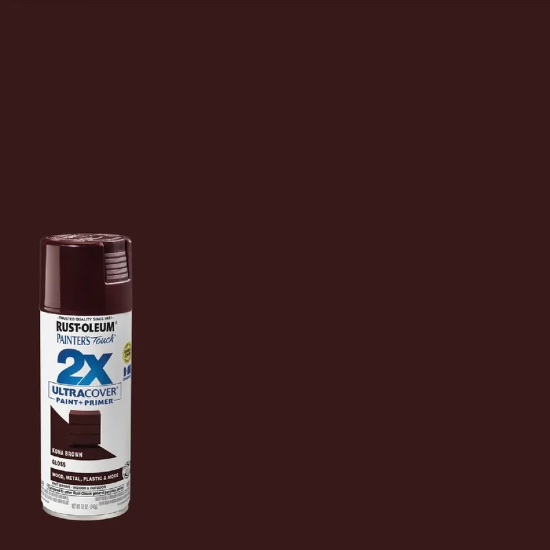 Rust-Oleum 334038 Painter's Touch 2X Ultra Cover 12 Oz. Gloss Paint + Primer Spray Paint, Kona Brown