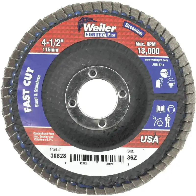 Weiler 30828 Vortec 4-1/2 In. x 7/8 In. 36-Grit Type 29 Angle Grinder Flap Disc