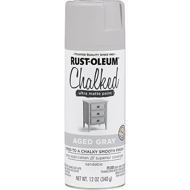 Rust-Oleum 302592 Chalked 12 Oz Ultra Matte Spray Paint Aged Gray