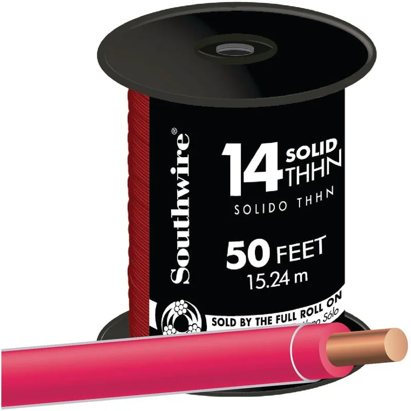 Southwire 11581683 50 Ft. 14 AWG Solid Red THHN Electrical Wire