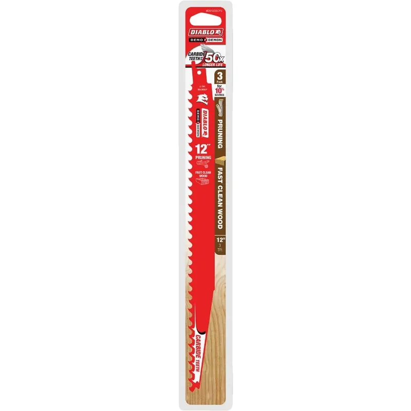 Diablo DS1203CP3 Demo Demon 12 In. 5 TPI Carbide Pruning Reciprocating Saw Blade (3-Pack)