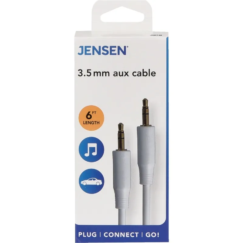 Jensen JAH748V 6 Ft. White Audio Extension Audio Cable