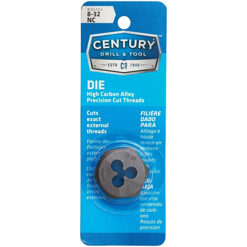 Century Drill Tool 96103 8-32 National Coarse 1 In. Across Flats Fractional Hexagon Die