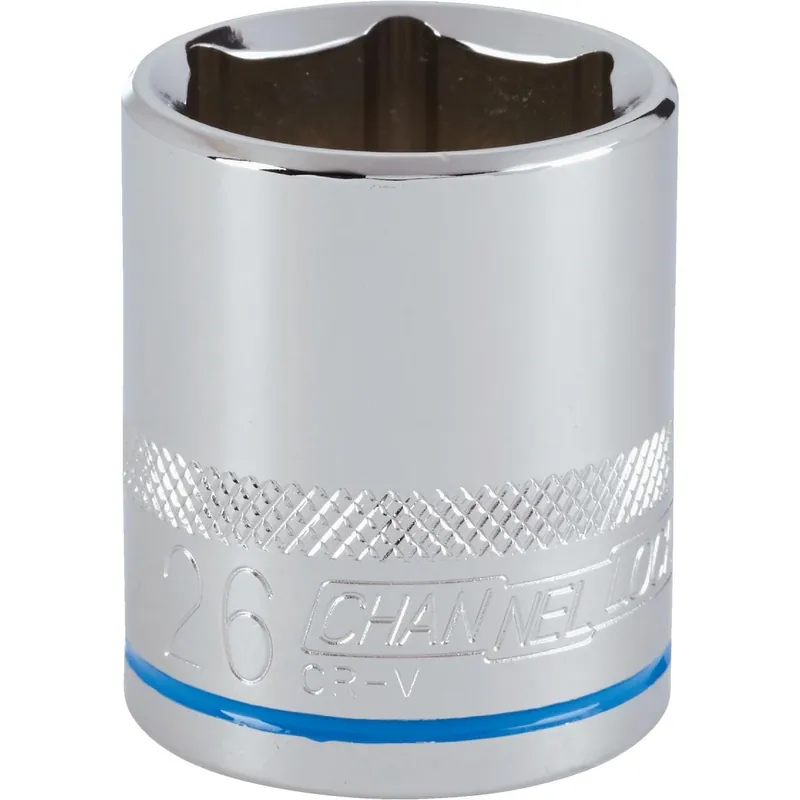 Channellock 302829 1/2 In. Drive 26 mm 6-Point Shallow Metric Socket