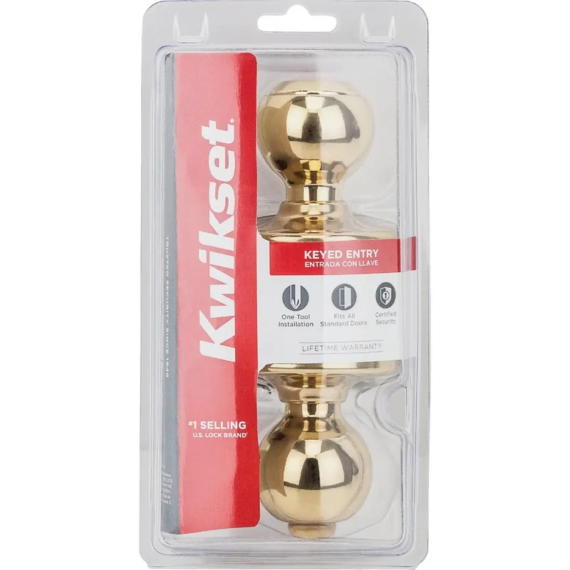 Kwikset 400P3CPCODEK6V1 Polo Polished Brass Entry Door Knob