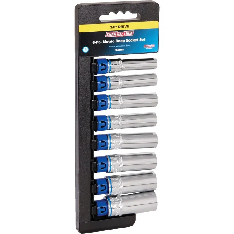 Channellock 366978 Metric 3/8 In. Drive 6-Point Deep Socket Set (8-Piece)