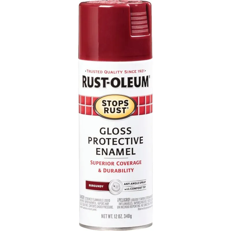 Rust-Oleum 7768830 Stops Rust Burgundy Gloss 12 Oz. Anti-Rust Spray Paint