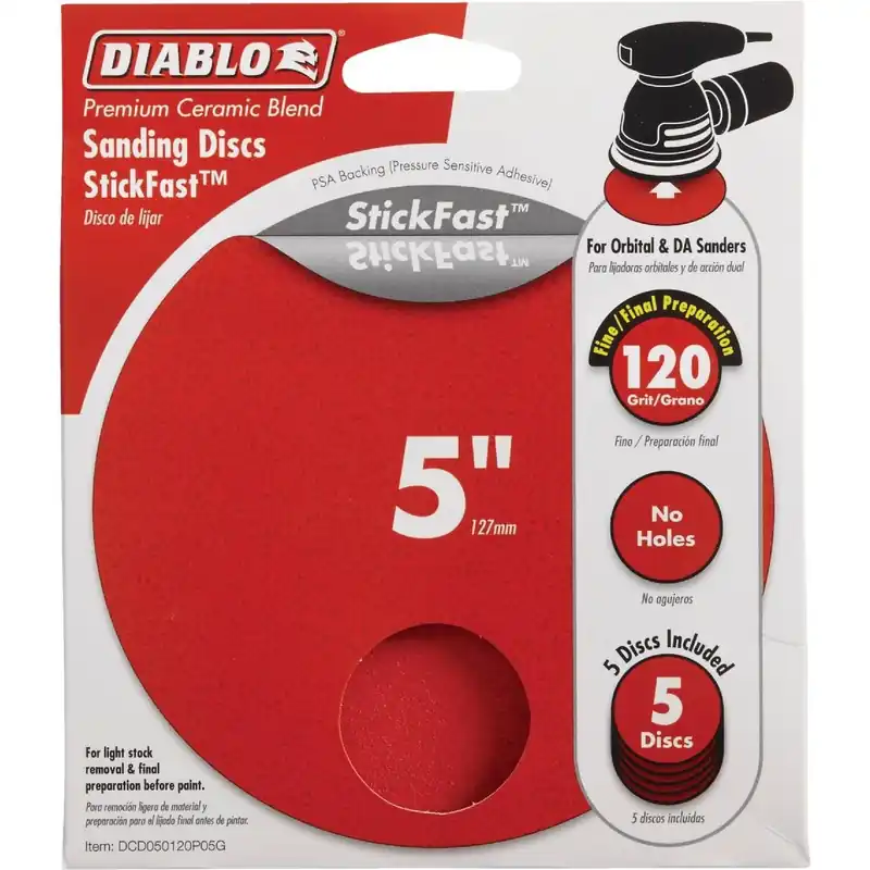 Diablo DCD050120P05G StickFast 5 In. 120 Grit Sanding Disc (5-Pack)