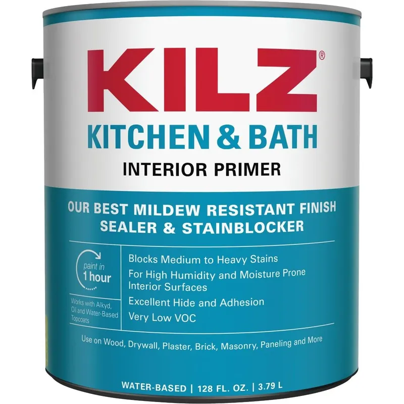 KILZ L204511 Kitchen & Bath Water-Based Low VOC Interior Primer Sealer Stainblocker 1 Gal.