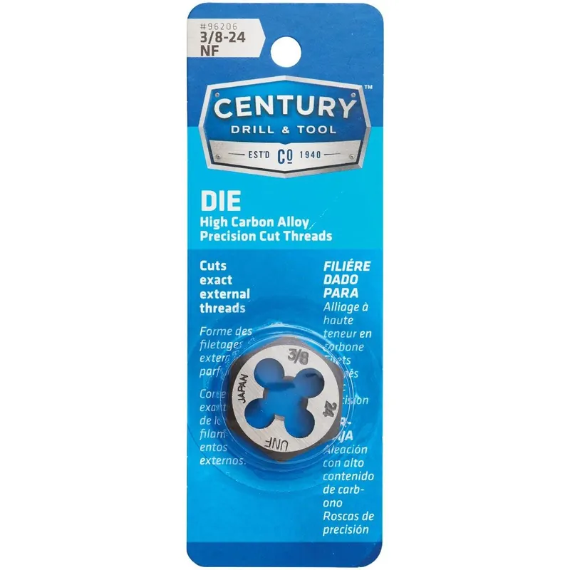 Century Drill Tool 96206 Fractional Hexagon Die 3/8-24