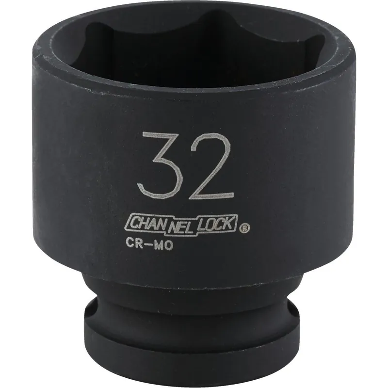 Channellock 302974 1/2 In. Drive 32 mm 6-Point Shallow Metric Impact Socket
