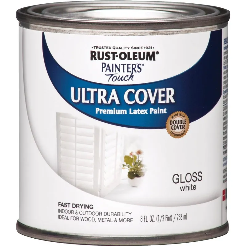 Rust-Oleum 1992730 Painter's Touch 2X Ultra Cover Premium Latex Paint White Gloss 1/2 Pt. Replacement MPN