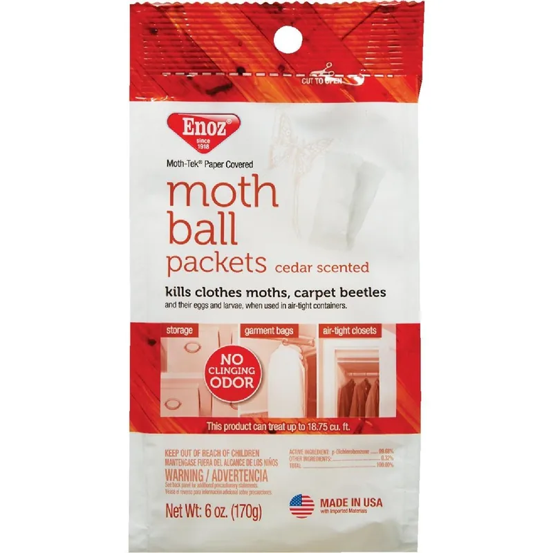 Enoz E206.6T Moth-Tek 6 Oz Coverage Paper Packets Moth Balls
