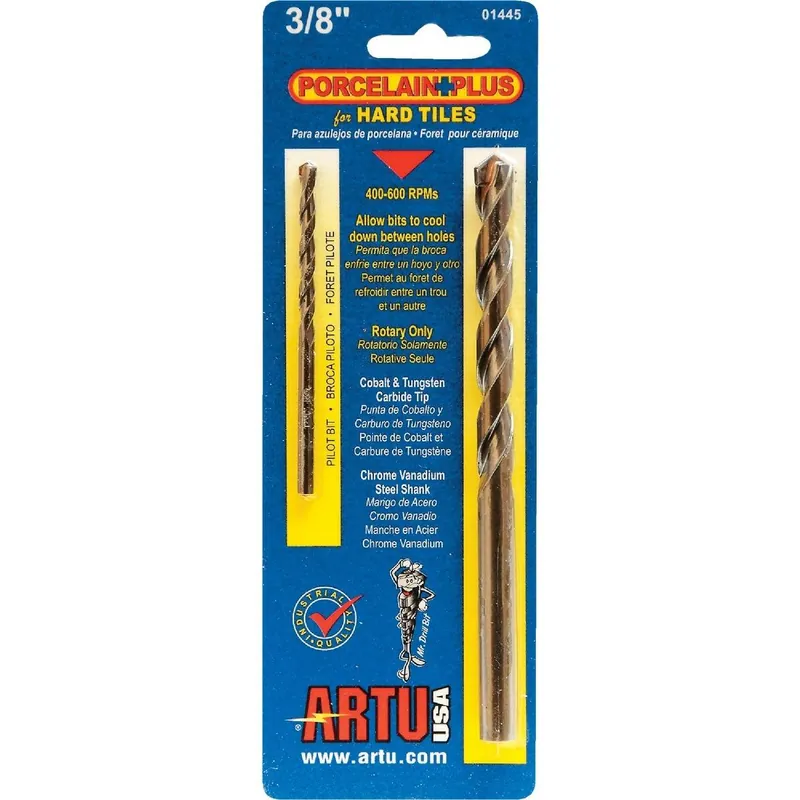 ARTU 01445 3/8 In. x 5-5/16 In. Cobalt and Tungsten Carbide Glass & Tile Drill Bit