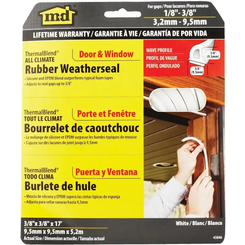 M-D 43846 Rubber Weatherstrip 17 Ft