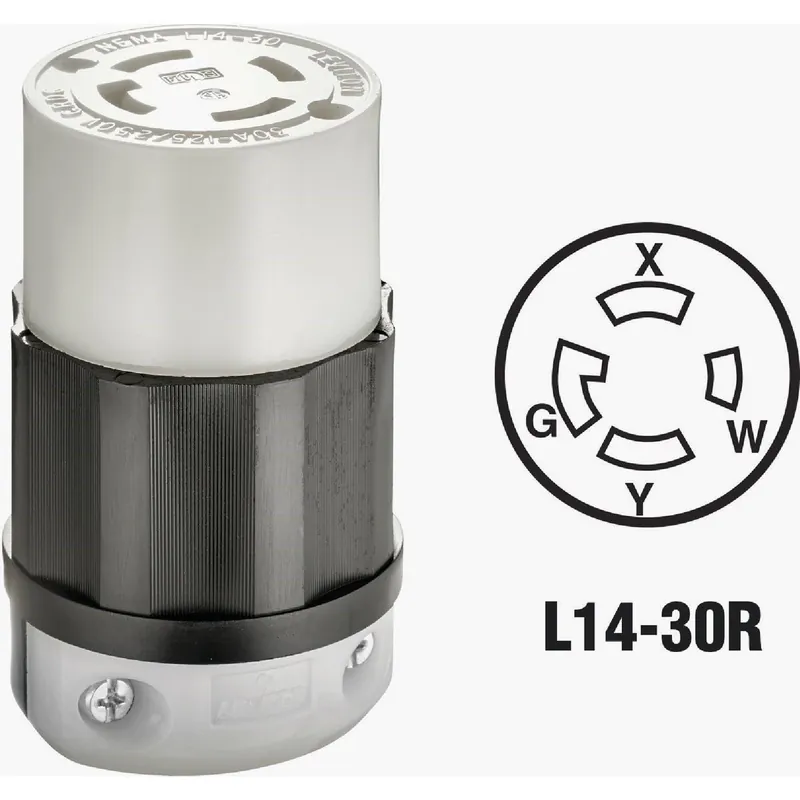 Leviton 121-02713-0PB 30A 125V/250V 4-Wire 3-Pole Industrial Grade Locking Cord Connector
