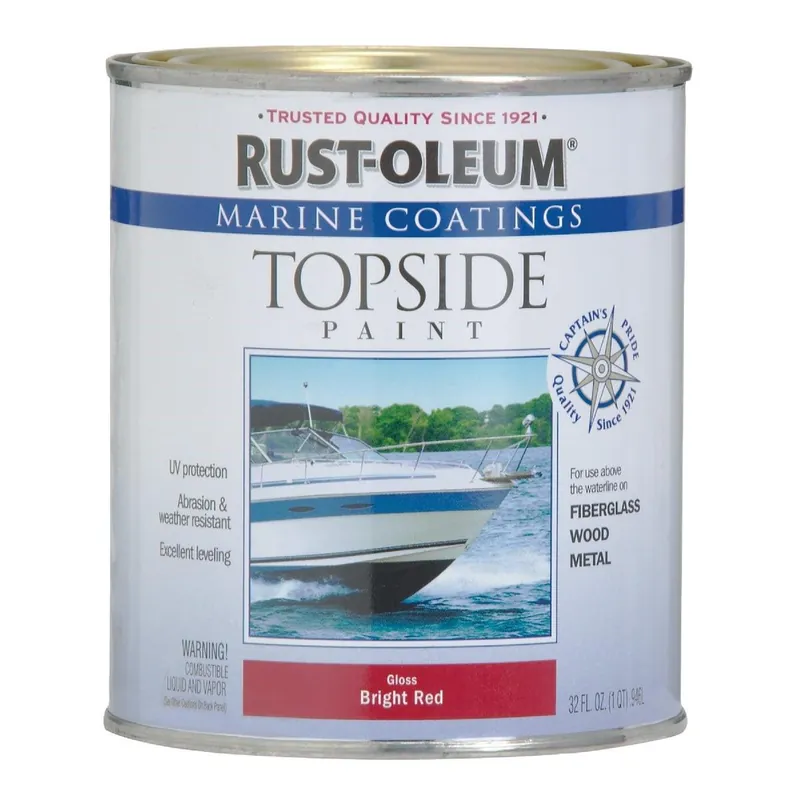 Rust-Oleum 207004 Gloss Marine Boat Topside Paint Brilliant Red 1 Qt.