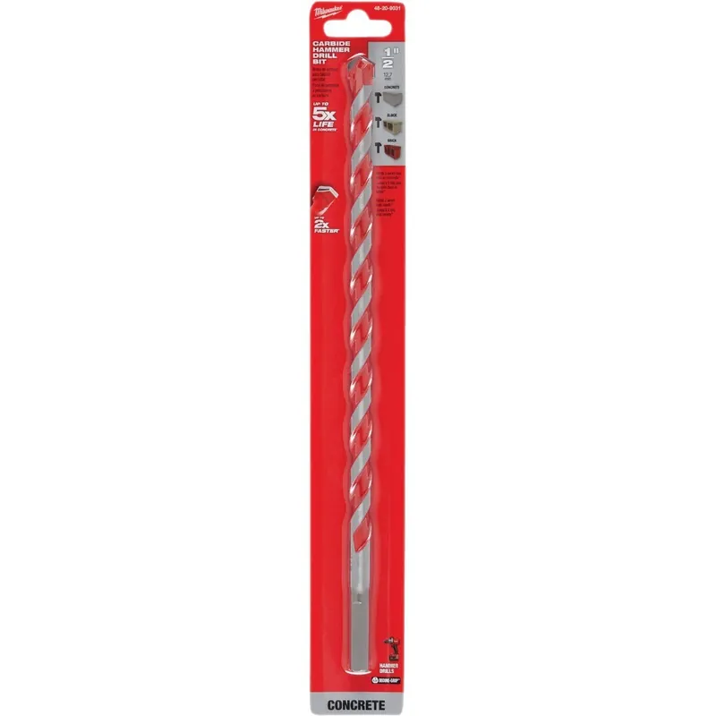 Milwaukee 48-20-9031 SHOCKWAVE 1/2 In. x 12 In. Carbide Masonry Drill Bit