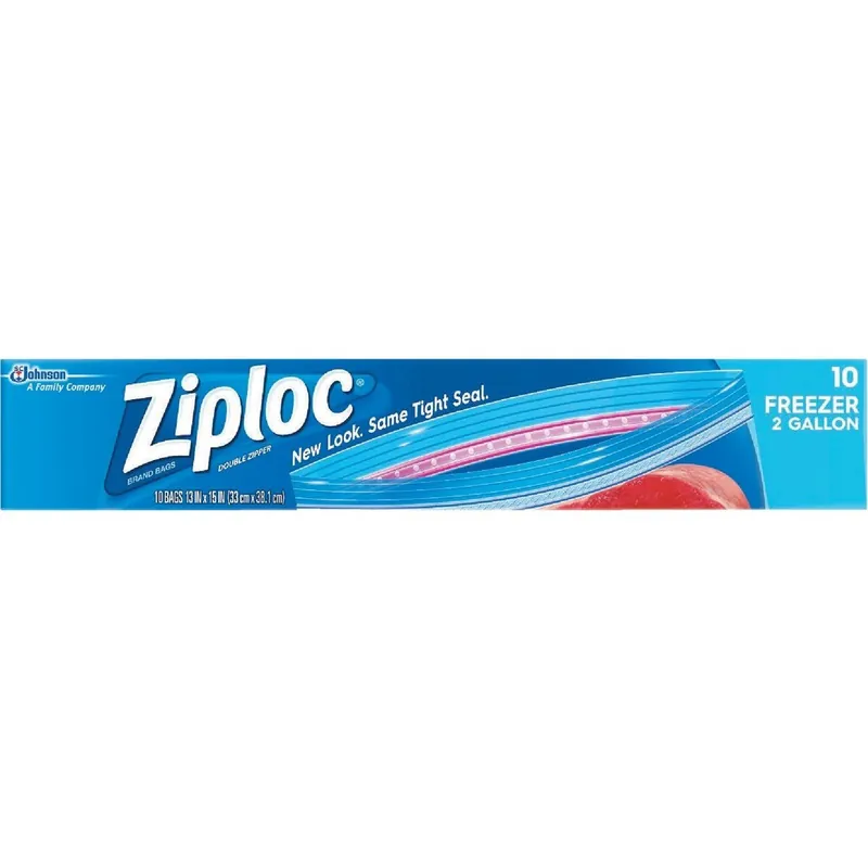 Ziploc 01132 2 Gal. Double Zipper Freezer Bag 10-Count