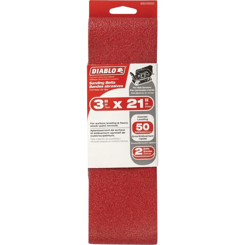 Diablo DCB321050S02G 3 In. x 21 In. 50 Grit General Purpose Sanding Belt (2-Pack)