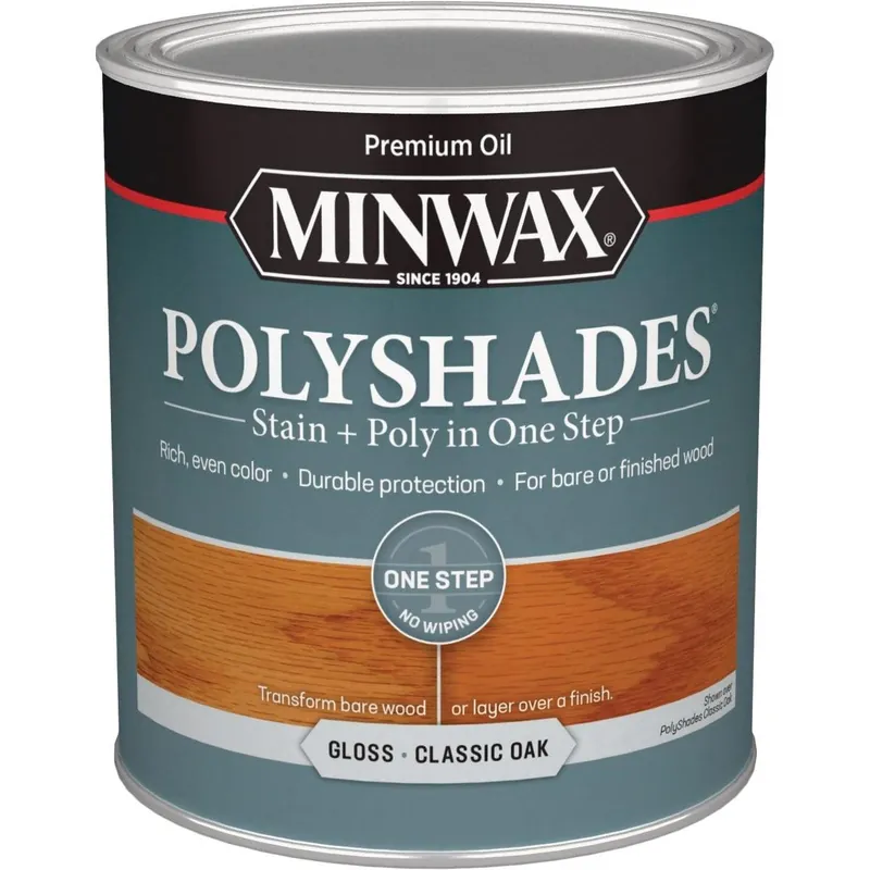 Minwax 61470444 Polyshades 1 Qt. Gloss Stain & Finish Polyurethane In 1-Step, Classic Oak