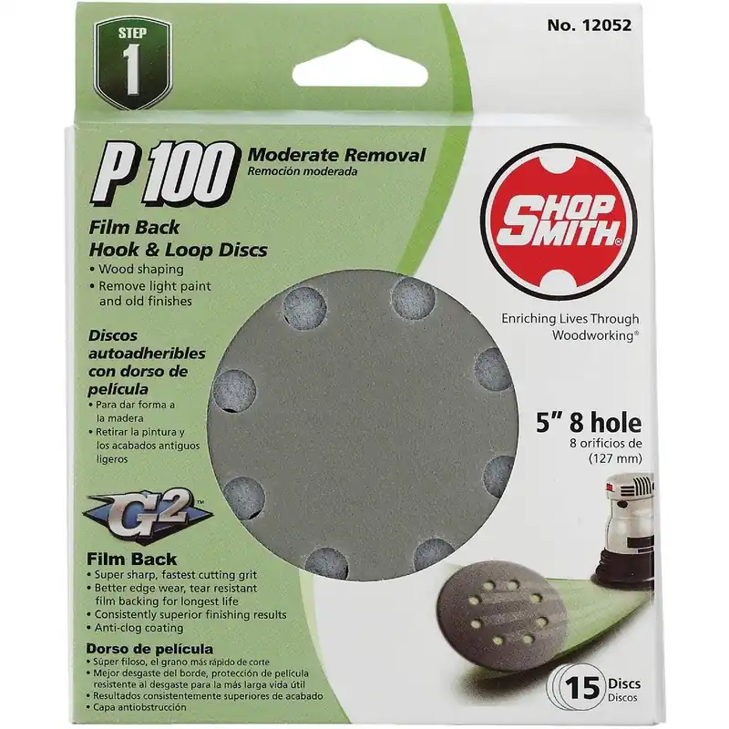 Gator 9022 5 In. 100-Grit 8-Hole Pattern Vented Sanding Disc with Hook & Loop Backing (15-Pack)