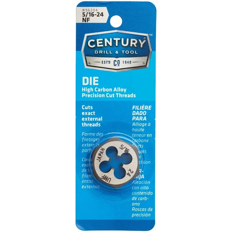 Century Drill Tool 96204 5/16-24 National Fine 1 In. Across Flats Fractional Hexagon Die
