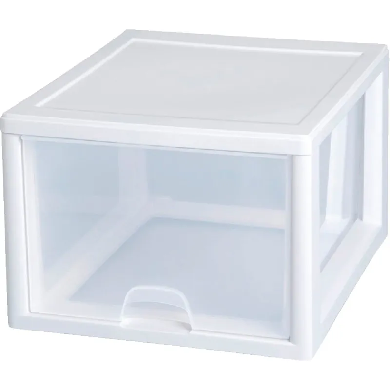 Sterilite 23108004 Stackable Storage Drawer 27 Quart White