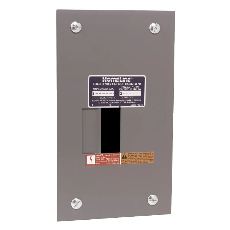 Square D HOM24L70FCP Homeline 70A 2-Space 4-Circuit Indoor Main Lug Flush Mount Load Center