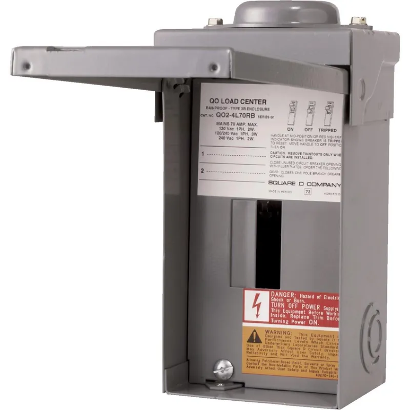 Square D QO24L70RBCP QO 70A 2-Space 4-Circuit Raintight Main Lug Load Center