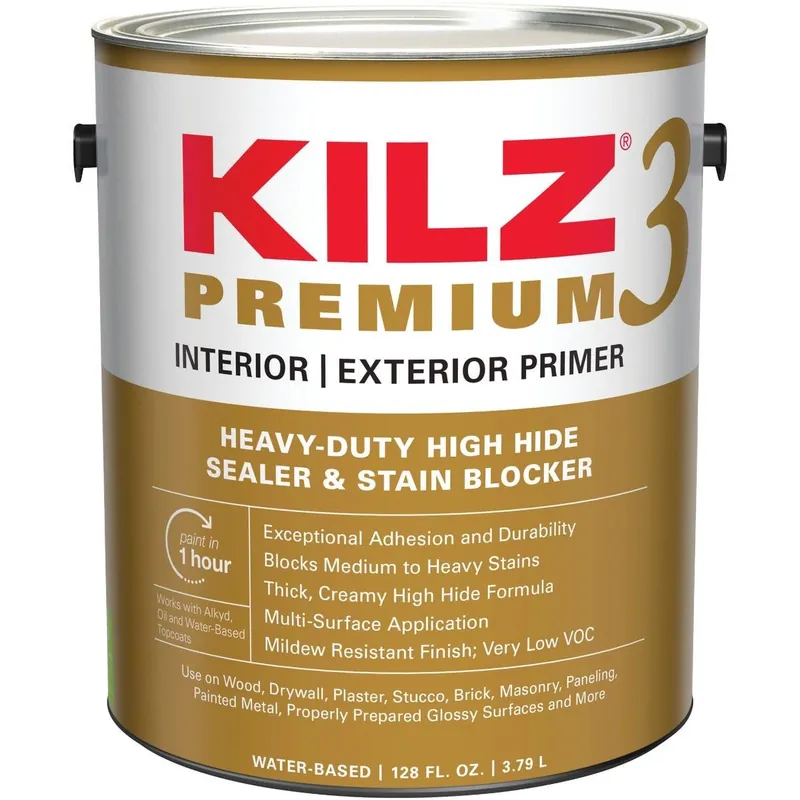 KILZ 13041 Premium Water-Base Interior/Exterior Sealer Stain Blocking Primer 1 Gal.