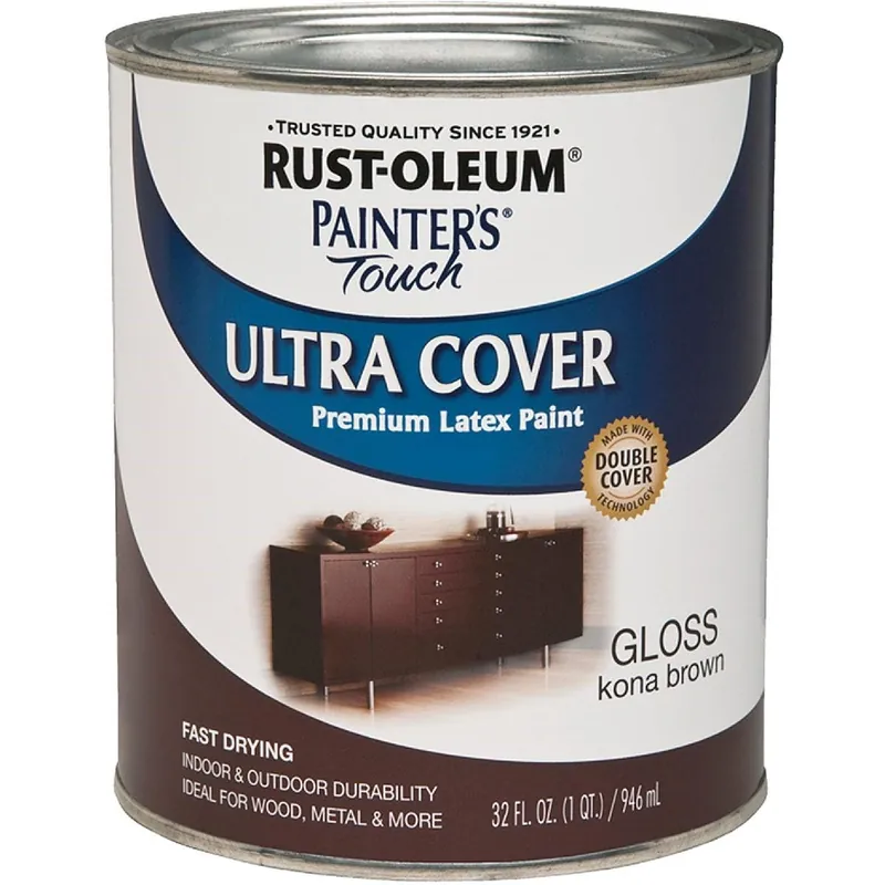 Rust-Oleum 1977502 Painter's Touch 2X Ultra Cover Premium Latex Paint Kona Brown 1 Qt.