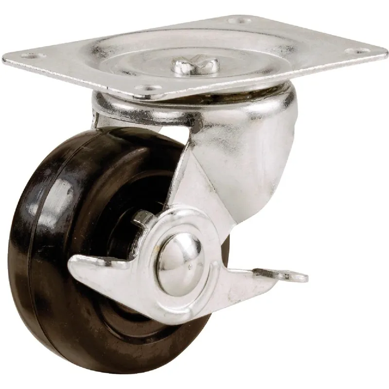 Shepherd Hardware 9788 5 In. General-Duty Soft Rubber Swivel Plate Caster with Brake